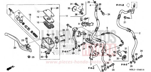 MAITRE-CYLINDRE FREIN AV. (NT650V2/3/4/5) NT650V3 de 2003
